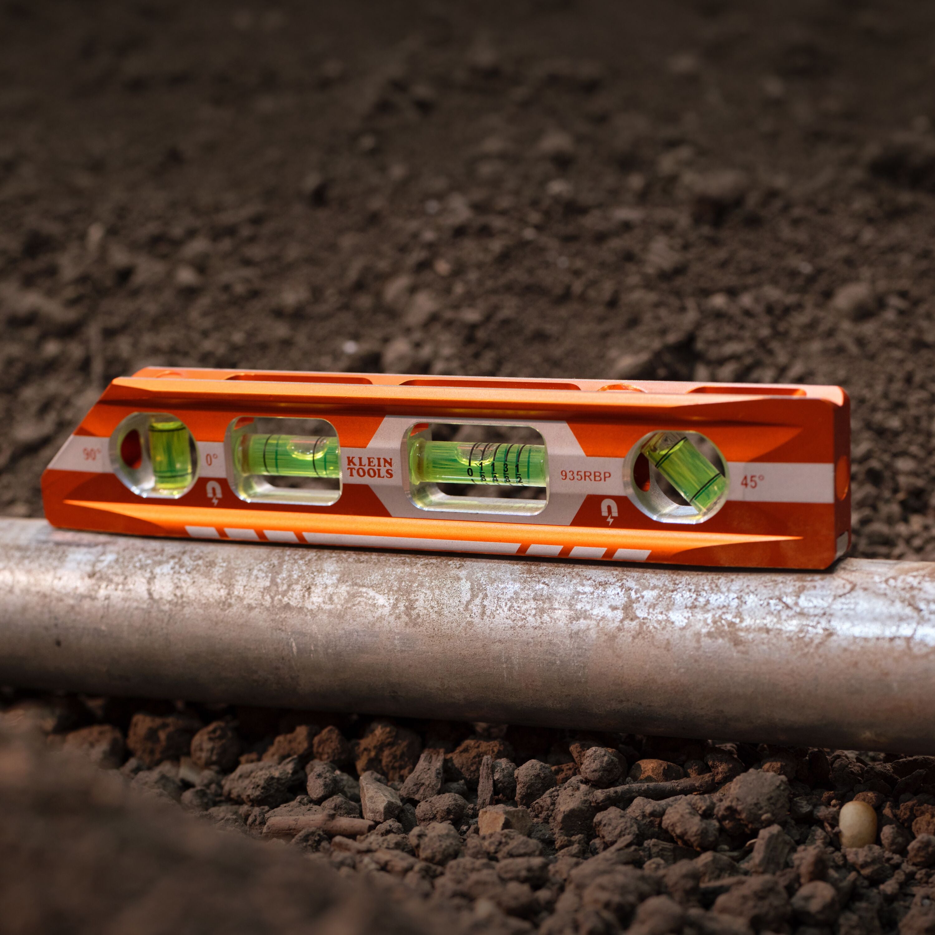 Klein KLE-935RBP Magnetic Pitch Vial Torpedo Level, 4 Vial, 8-Inch - Ace Tool Group - Klein Tools