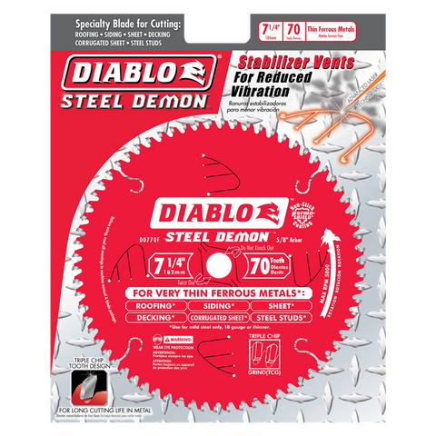 Diablo Tools 7-1/4 In. X 70 Tooth Steel Demon Carbide-Tipped Saw Blade For Metal - Ace Tool Group - Diablo