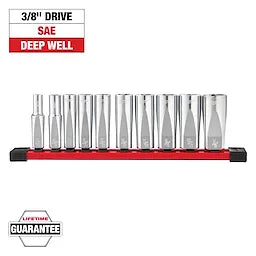 Milwaukee 48-22-9405 3/8" Drive 10pc Deep Well Socket Set - SAE - Ace Tool Group - Milwaukee