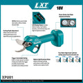 Makita XPU01Z 18V LXT Lithium‑Ion Brushless Cordless Pruning Shear, Tool Only