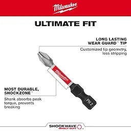 Milwaukee 48-32-4308 SHOCKWAVE 6 in. PH3 Impact Driver Bit 3 Pack - Ace Tool Group - Milwaukee