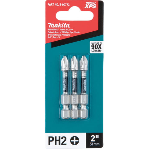 Makita E-00773 Number 2 Phillips 2 in. Power Bit 3pk - Ace Tool Group - Makita