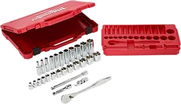 Milwaukee 48-22-9408 3/8 in. Drive SAE Ratchet and Socket Mechanics Tool Set (28-Piece) - Ace Tool Group - Milwaukee