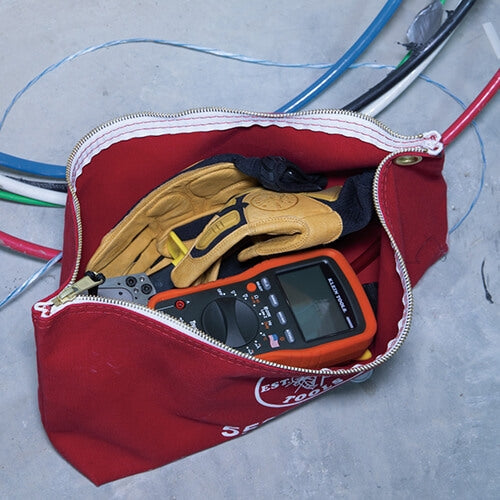 Klein 5539LRED Canvas Bag with Zipper, Large Red - Ace Tool Group - Klein