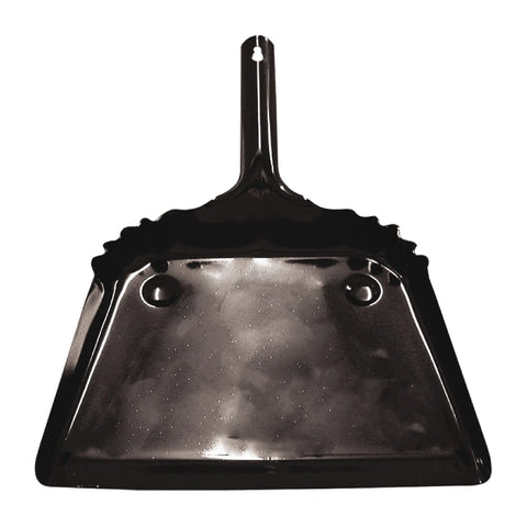 Magnolia Brush #6 Dust Pan 12 in. Black 20 Ga. Metal with Bevel Edge and Hang-Up Hole - Ace Tool Group - Magnolia Brush