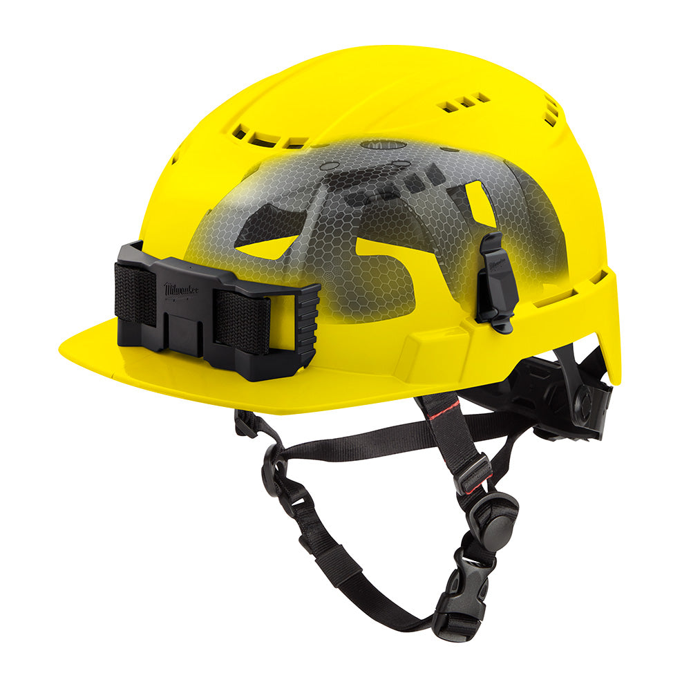 Milwaukee 48-73-1366 BOLT Yellow Front Brim Vented Safety Helmet with IMPACT ARMOR Liner (USA) - Type 2, Class C - Ace Tool Group - Milwaukee