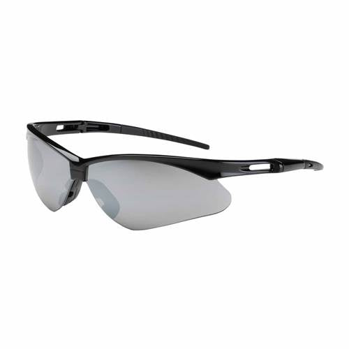 PIP 250-AN-10125 Anser Eyewear, Silver Mirror Polycarbonate Lens, Anti-Scratch, Black Frame, Radiused Temples W/ Rubber Tips, Soft Rubber Nosepiece, -12 Pack - Ace Tool Group - Protective Industrial Products