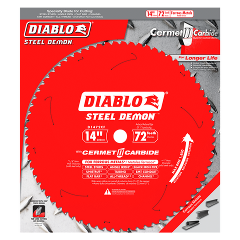 Diablo Tools 14" X 72-Teeth Steel Demon Cermet Ii Saw Blade For Medium Metal - Ace Tool Group - Diablo