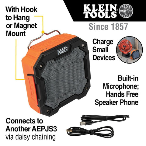 Klein AEPJS3 Bluetooth Jobsite Speaker, Magnet/Hook - Ace Tool Group - Klein