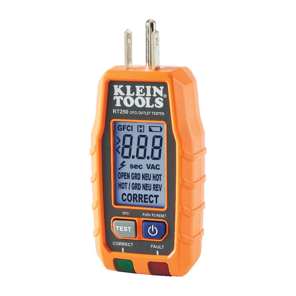 Klein Tools RT250 GFCI Receptacle Tester with LCD - Ace Tool Group - Klein
