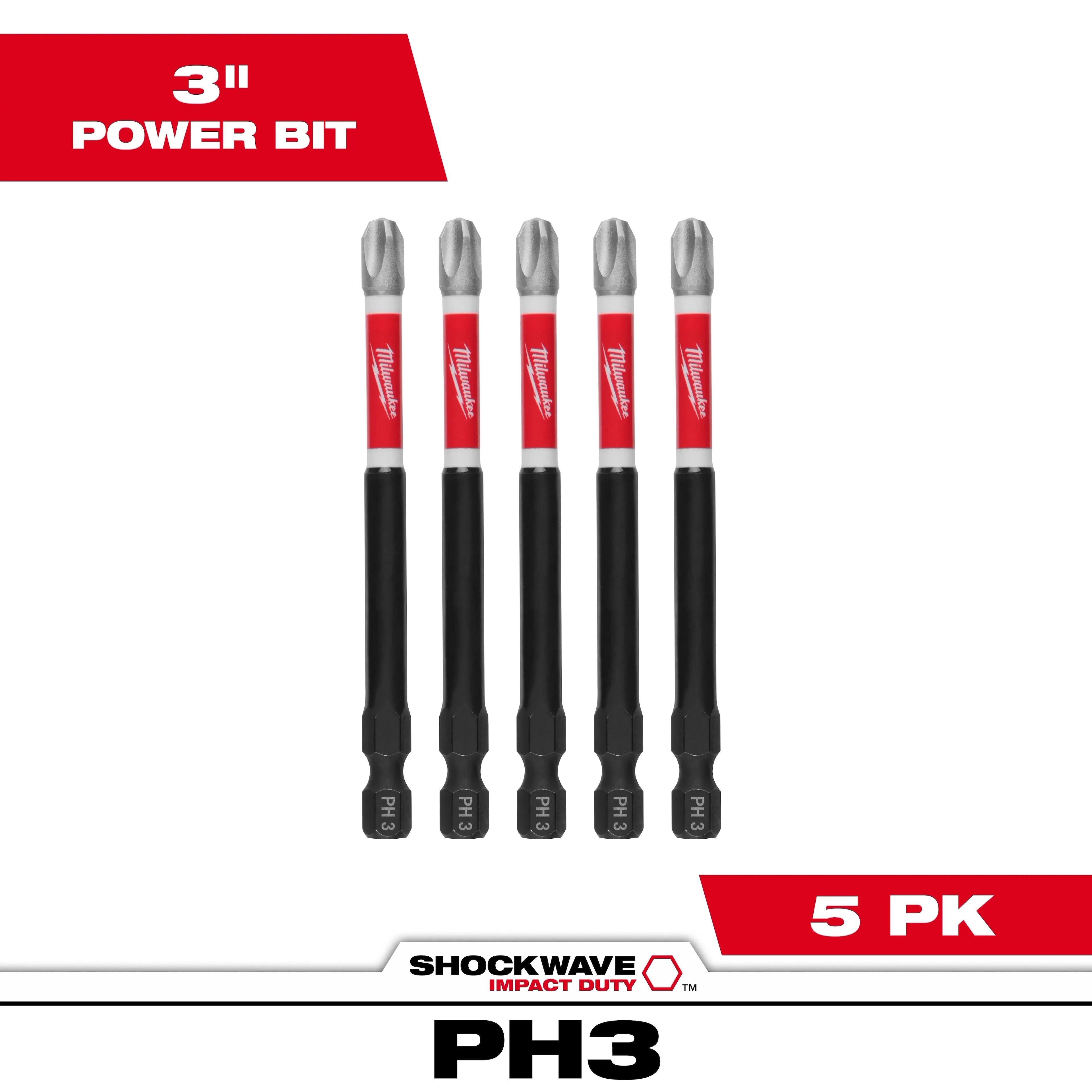 Milwaukee 48-32-4566 3.5 in. PH3 Impact Driver Bits 6 Pack - Ace Tool Group - Milwaukee
