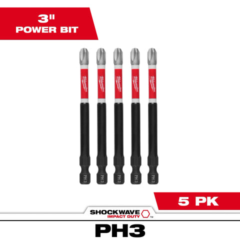 Milwaukee 48-32-4566 3.5 in. PH3 Impact Driver Bits 6 Pack