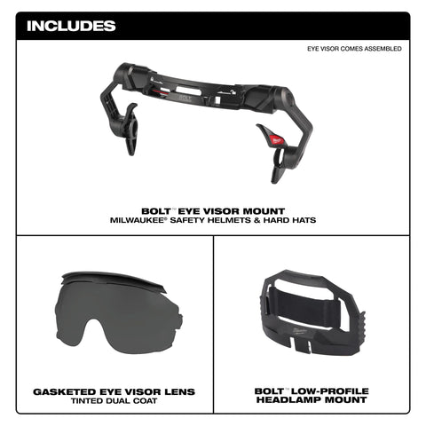Milwaukee 48-73-1417 BOLT Gasketed Eye Visor - Tinted Dual Coat Lens (Compatible with  BOLT Safety Helmets & BOLT Hard Hats) - Ace Tool Group - Milwaukee