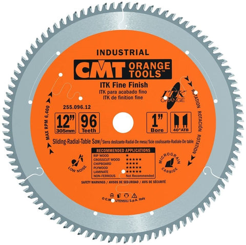 CMT 255.096.12 ITK 12 in. x 96 Teeth Finish Saw Blade - Ace Tool Group - CMT