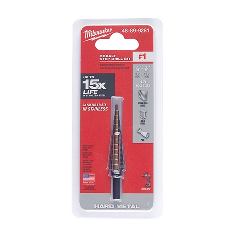 Milwaukee 48-89-9281 Milwaukee Cobalt Step Drill Bit #1 (1/8"-1/2") - Ace Tool Group - Milwaukee