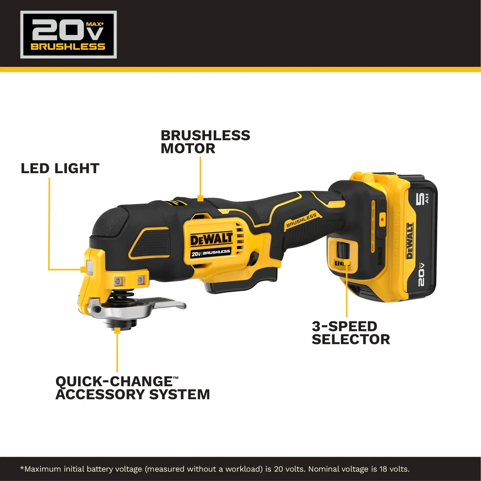 Dewalt DEW-DCS356P1 20V MAX* Brushless Oscillating Multi-tool 5 Ah Kit