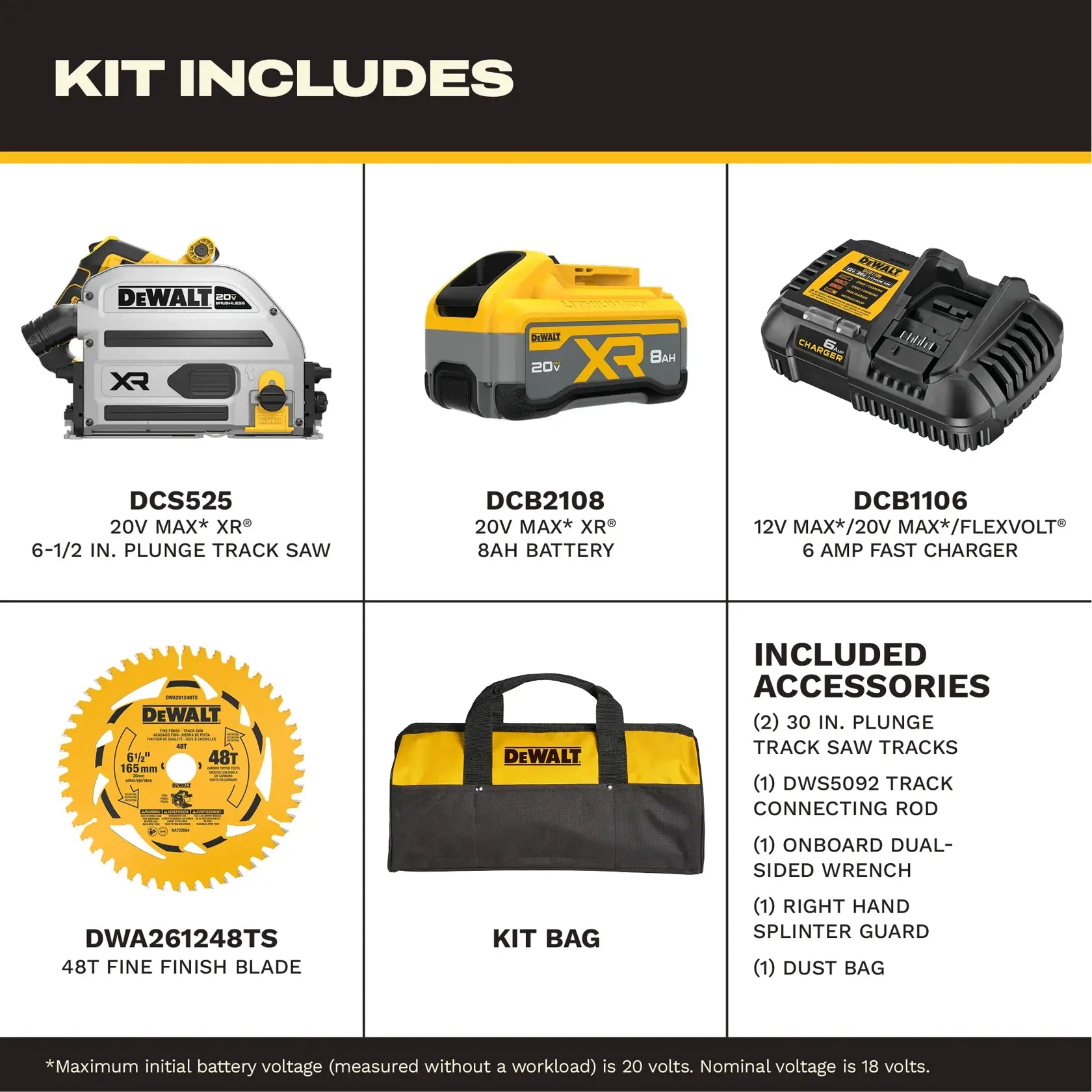 Dewalt DCS525STWW1 20V XR 6-1/2 in. Track Saw (Kit)