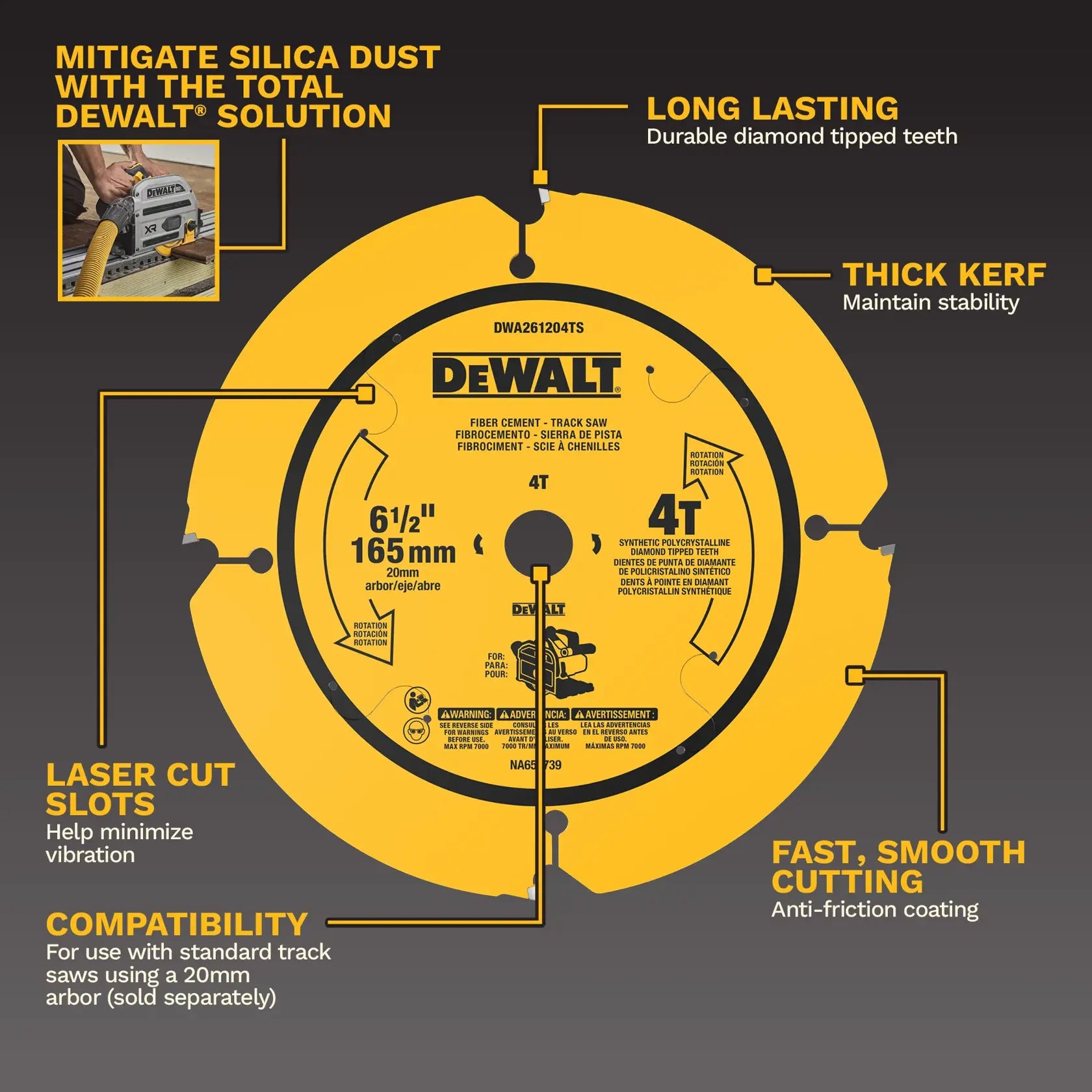 Dewalt DWA261204TS 6-1/2 in. 4T Fiber Cement Track Saw Blade
