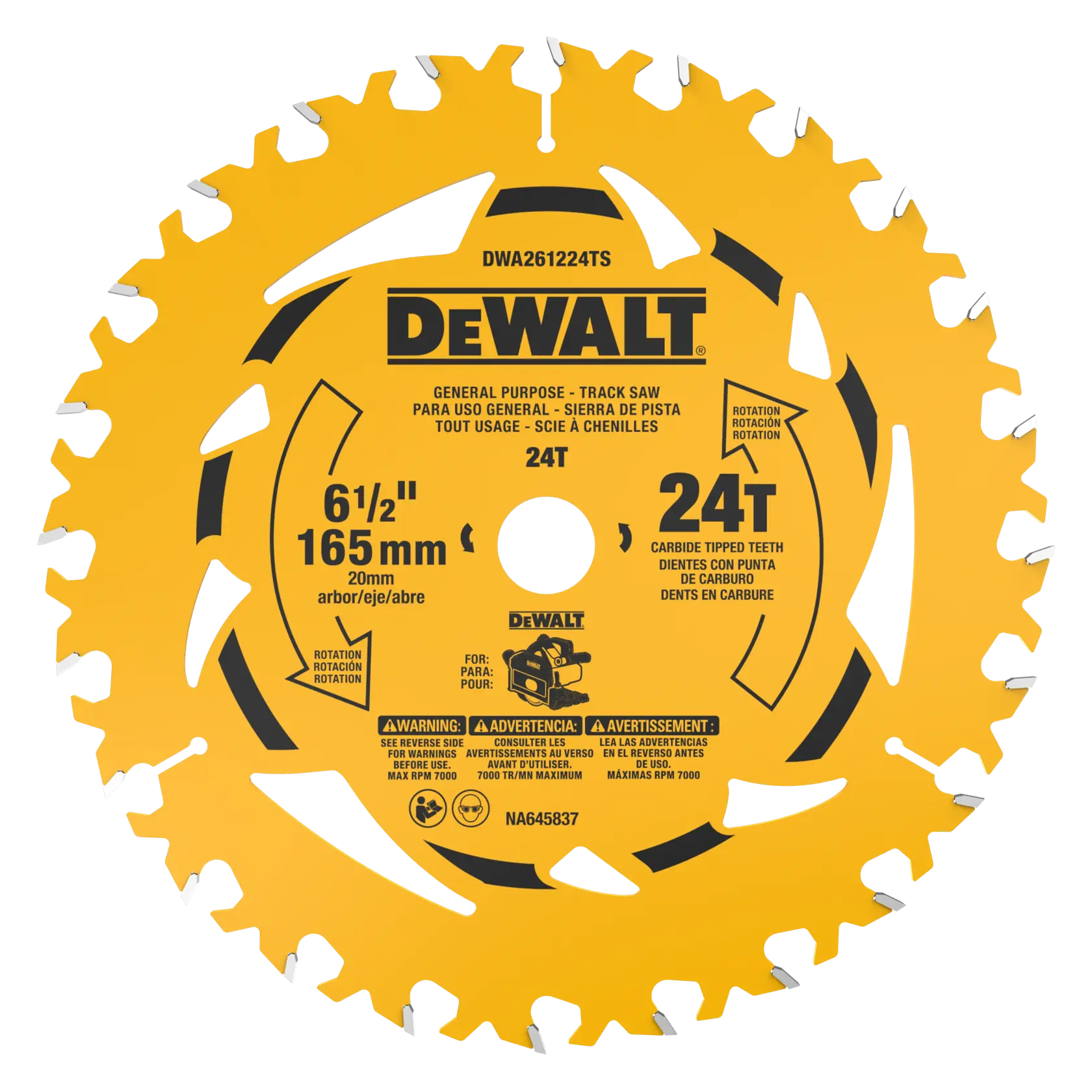 Dewalt DWA261224TS DEWALT 6-1/2 in. 24T General Purpose Track Saw Blade