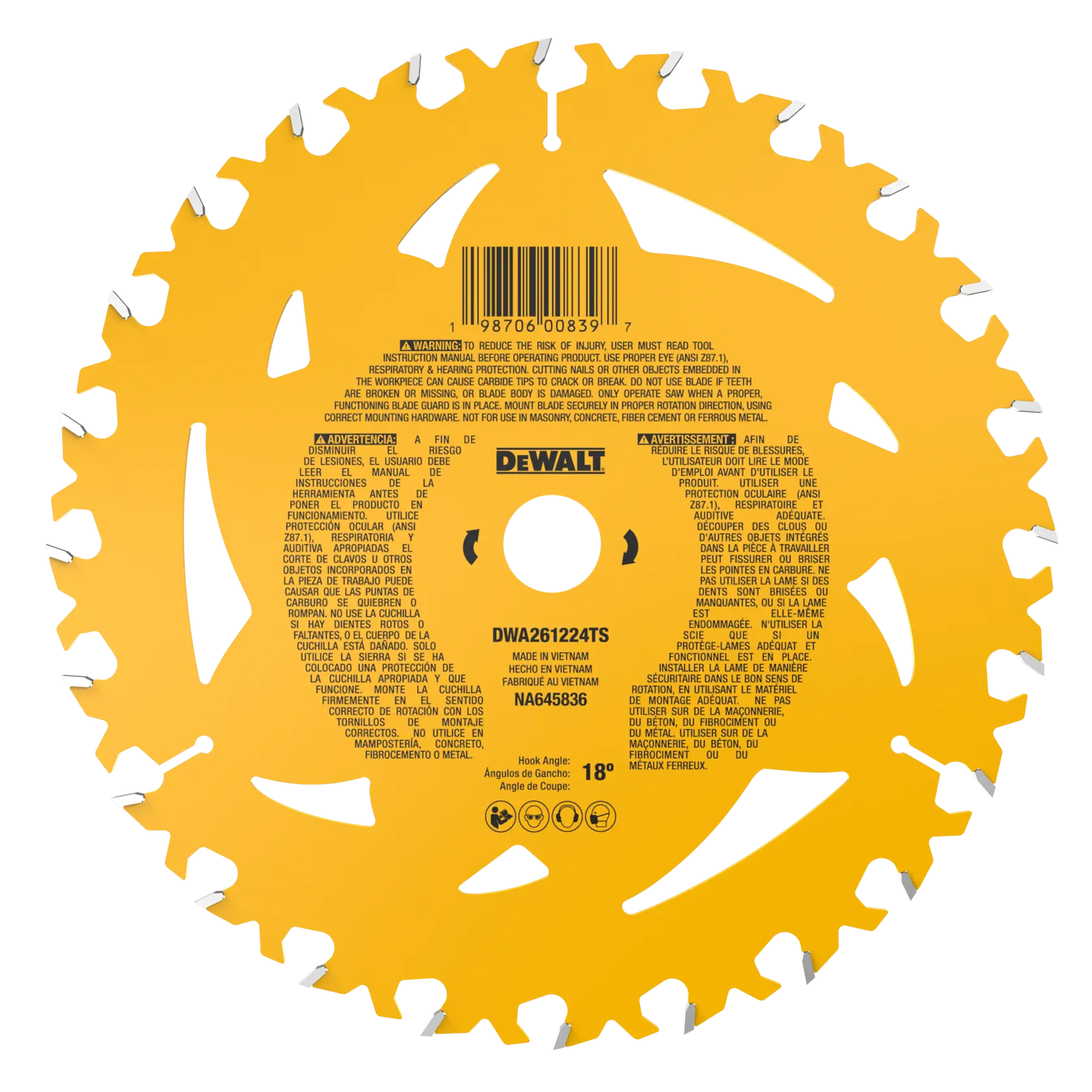 Dewalt DWA261224TS DEWALT 6-1/2 in. 24T General Purpose Track Saw Blade