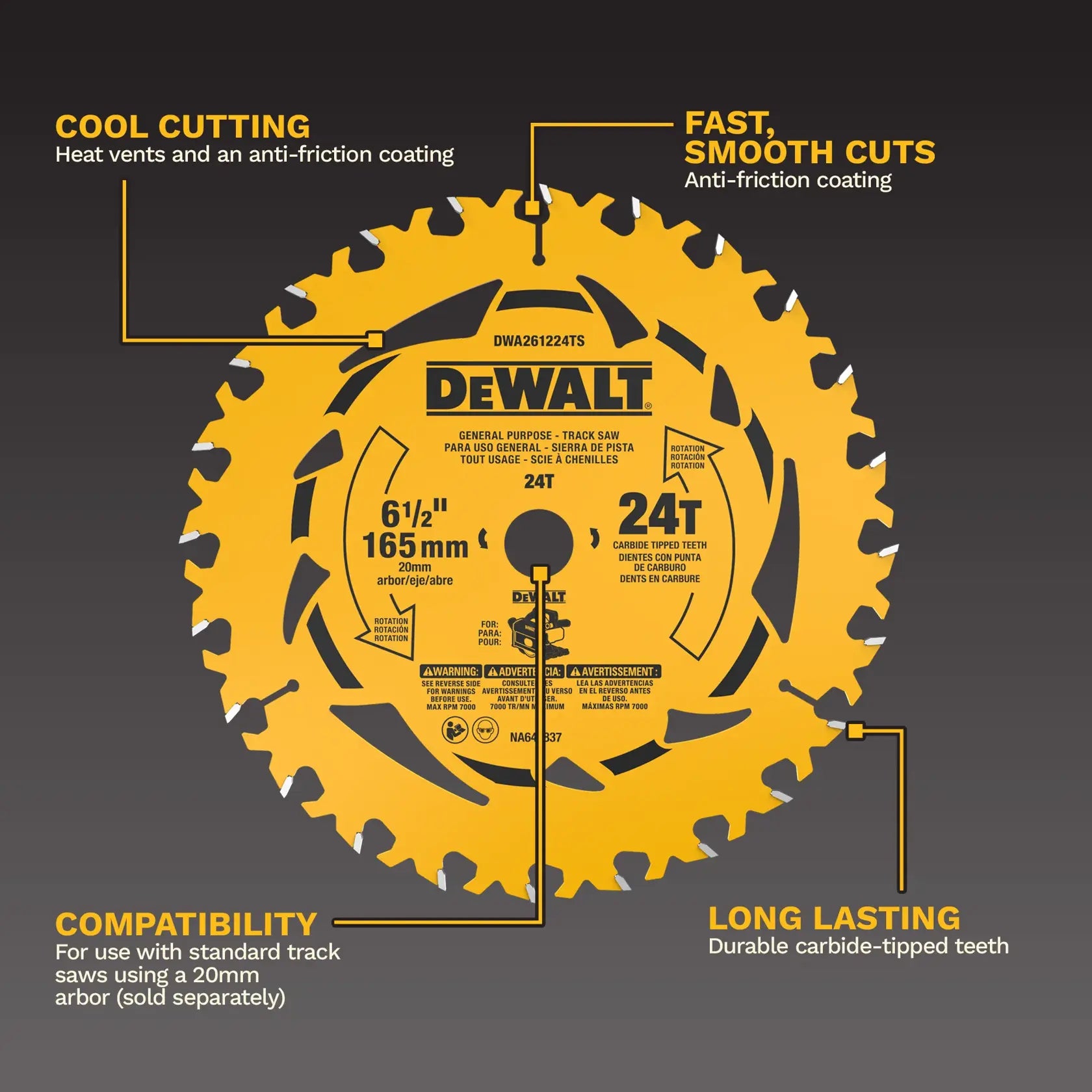 Dewalt DWA261224TS DEWALT 6-1/2 in. 24T General Purpose Track Saw Blade