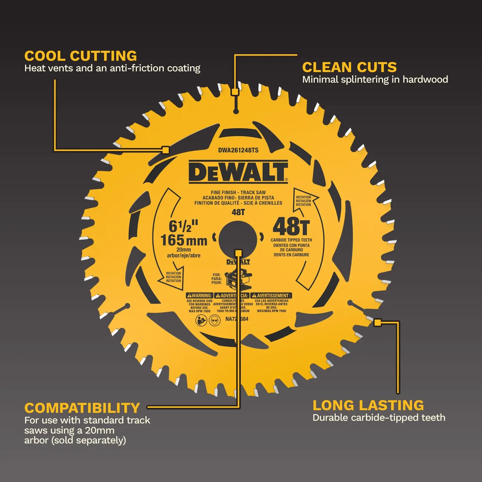 Dewalt DWA261248TS 6-1/2 In. 48t Fine Finish Track Saw Blade