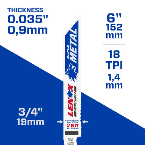 Lenox Recips S618R 6 X3/4X035X18 1/Pk - Ace Tool Group - Lenox