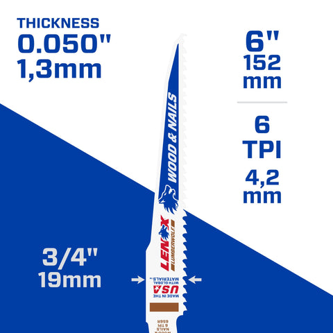 Lenox Recips S656R 6 X3/4 X050X 6 1/Pk - Ace Tool Group - Lenox