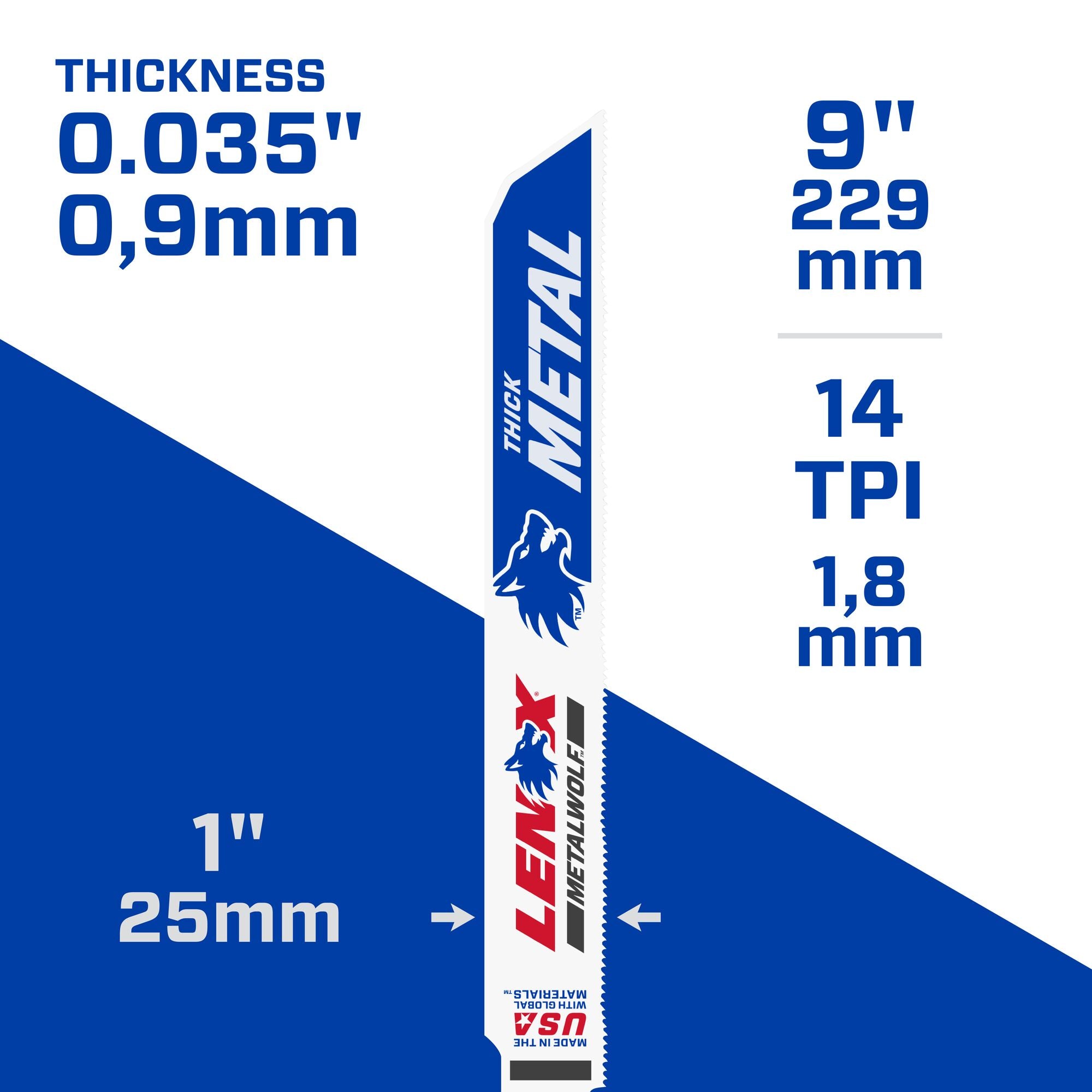 Lenox Lazer Metal Cutting Reciprocating Saw Blade Bi-Metal 9-Inch 14 Tpi 2/Pk - Ace Tool Group - Lenox