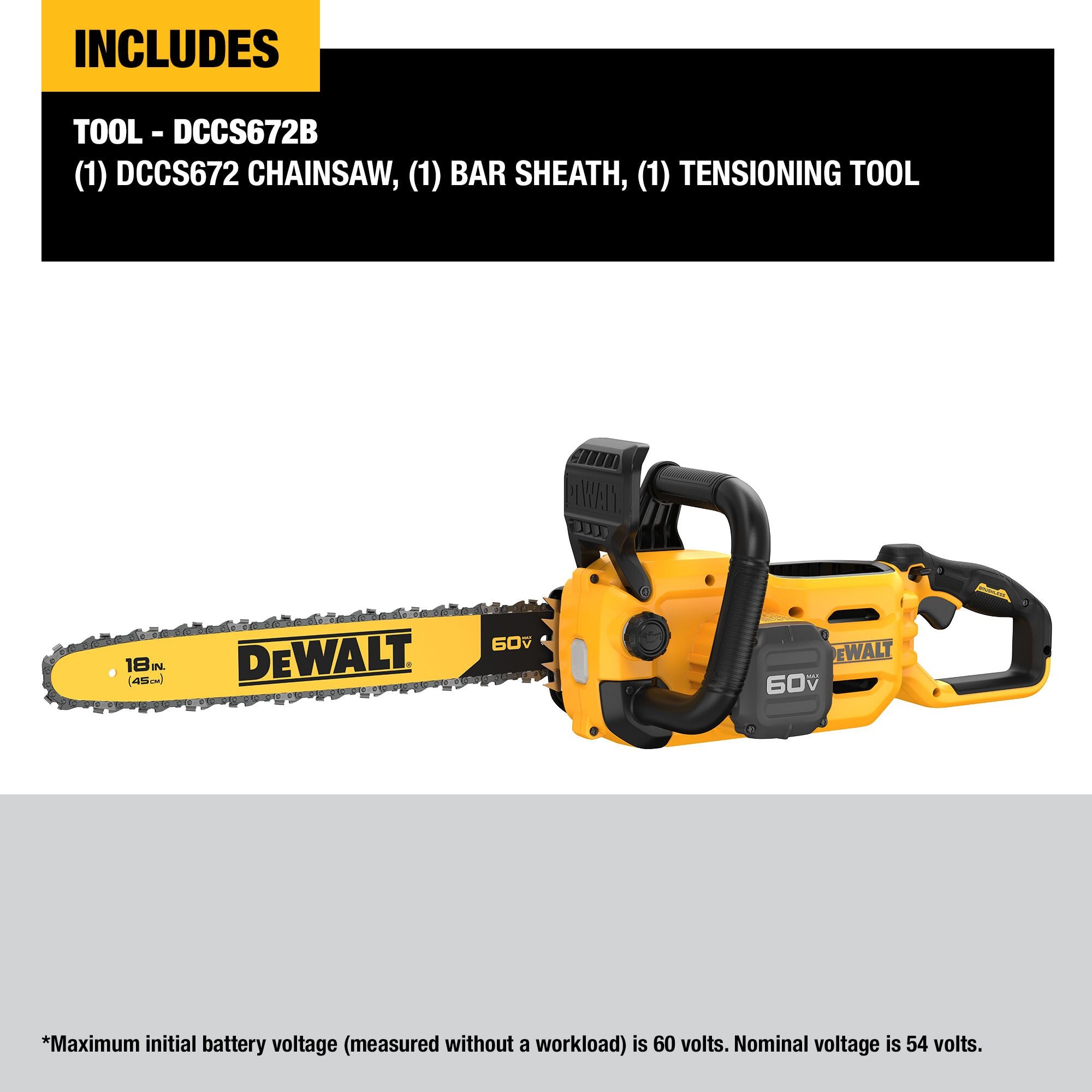 Dewalt Dccs672B Dw 60V 18" Chainsaw - Ace Tool Group - DeWalt