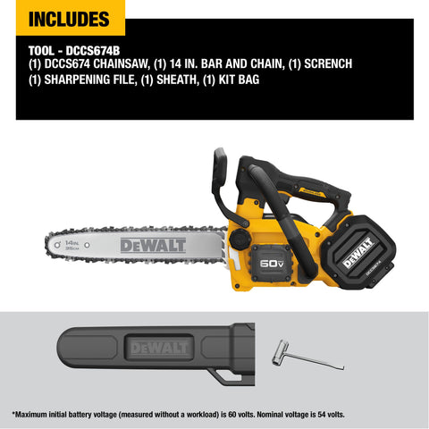 DEWALT 60V MAX* 14 In. Top Handle Chainsaw (Tool only) - Ace Tool Group - DeWalt