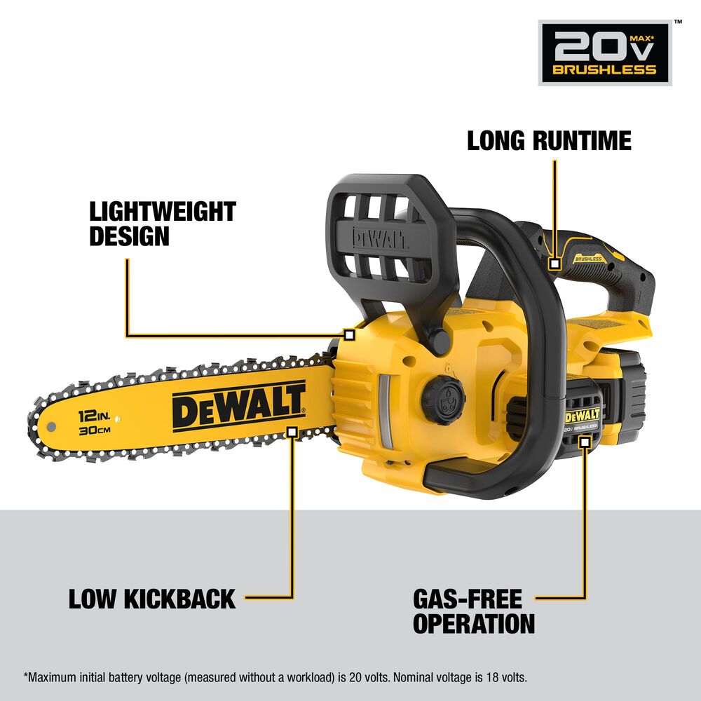 DeWalt DCCS621P1 20V 12In Chainsaw Kit - Ace Tool Group - DeWalt