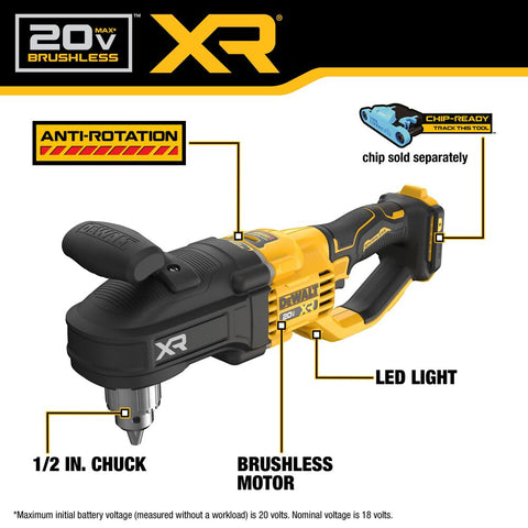 DEWALT DCD446B 20V MAX* XR Brushless Cordless 1/2 in. Compact Stud &amp; Joist Drill (Tool Only) - Ace Tool Group - DeWalt