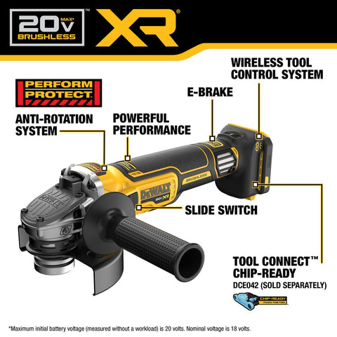 DEWALT DCG411VSB 20V MAX* XR Brushless Cordless 4-1/2 in. - 5 in. Grinder (Tool Only) - Ace Tool Group - DeWalt