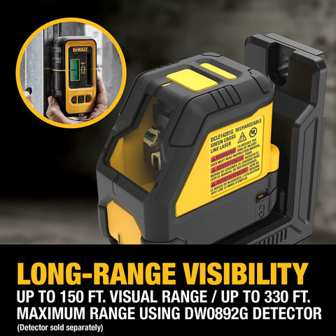 DeWalt DCLE14201GB  Rechargeable Green Cross Line Laser - Ace Tool Group - DeWalt