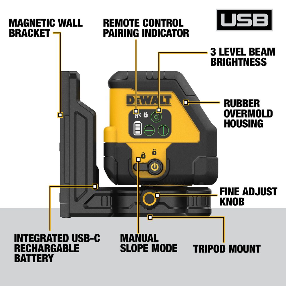 DeWalt DCLE14201G  Rechargeable Green Cross Line Las - Ace Tool Group - DeWalt