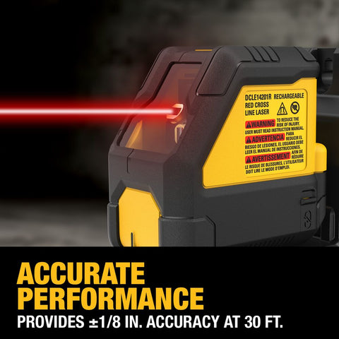 DeWalt DCLE14201RB  Rechargeable Red Cross Line Laser - Ace Tool Group - DeWalt