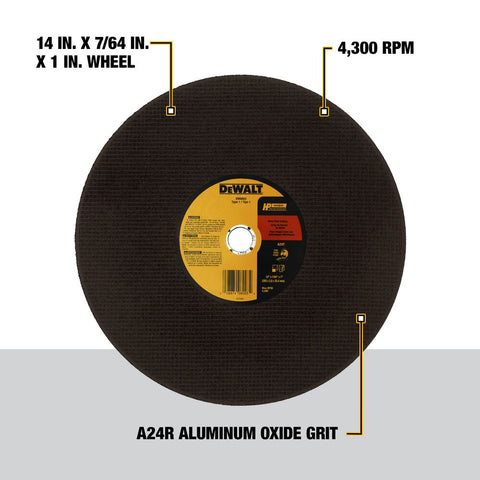 DEWALT DW8003 - 14"X7/64"X1" Stud Cutting Chop Saw Wheel (10 Pack) - Ace Tool Group - DeWalt