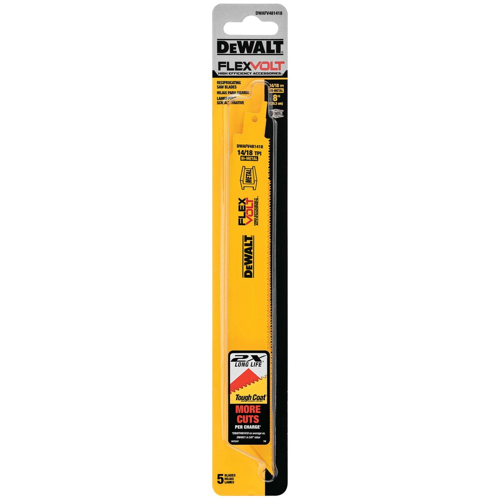 DEWALT DWAFV481418 8" 14/18TPI Metal Recip Blade 5PK - Ace Tool Group - DeWalt