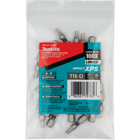 Makita IMPACT XPS T15 TORX 1" INSERT BIT 25/PK BULK - Ace Tool Group - Makita