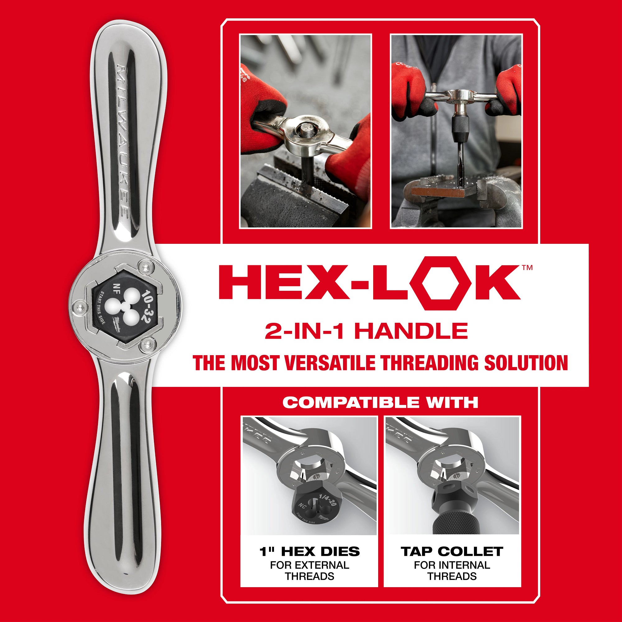 Milwaukee 49-22-5611 15PC Metric Tap & Die Set w/ HEX-LOK™ 2-in-1 Handle