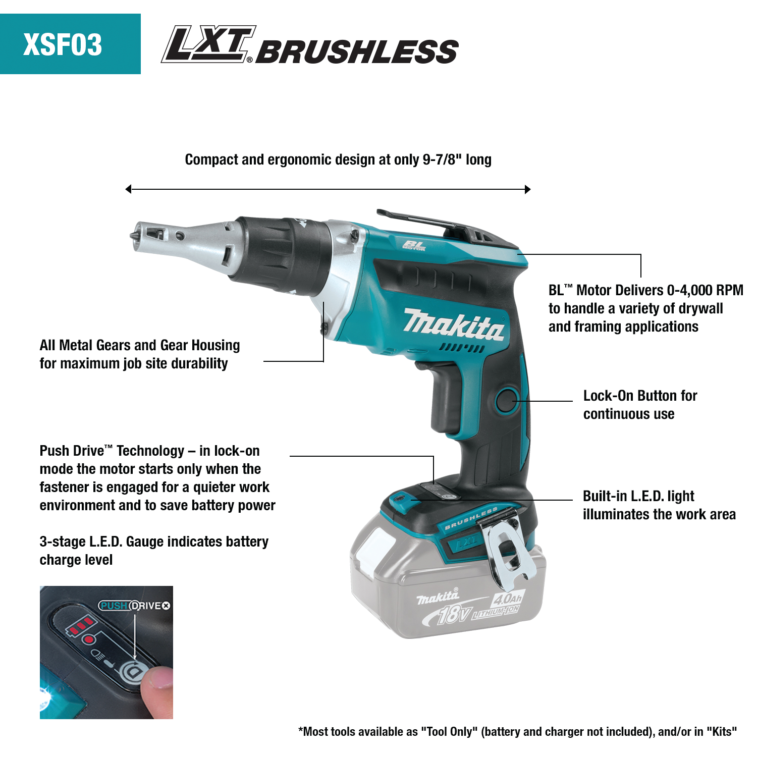 Makita XSF03Z 18V Cordless Drywall Screwdriver - Ace Tool Group - Makita