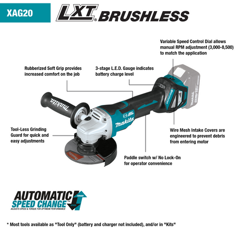 Makita XAG20Z 18V Cordless Cut-Off/Angle Grinder - Ace Tool Group - Makita