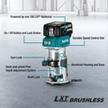 Makita XTR01T7 18V LXT Cordless Compact Router Kit - Ace Tool Group - Makita