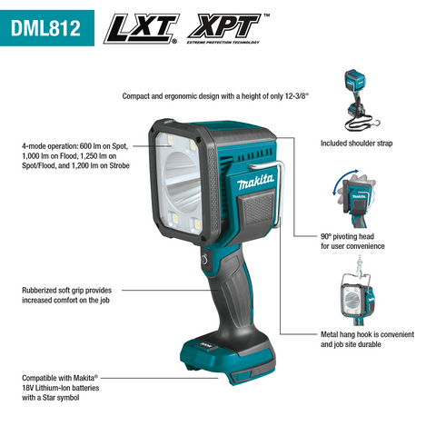 Makita DML812 18V L.E.D. Flashlight / Spotlight - Ace Tool Group - Makita