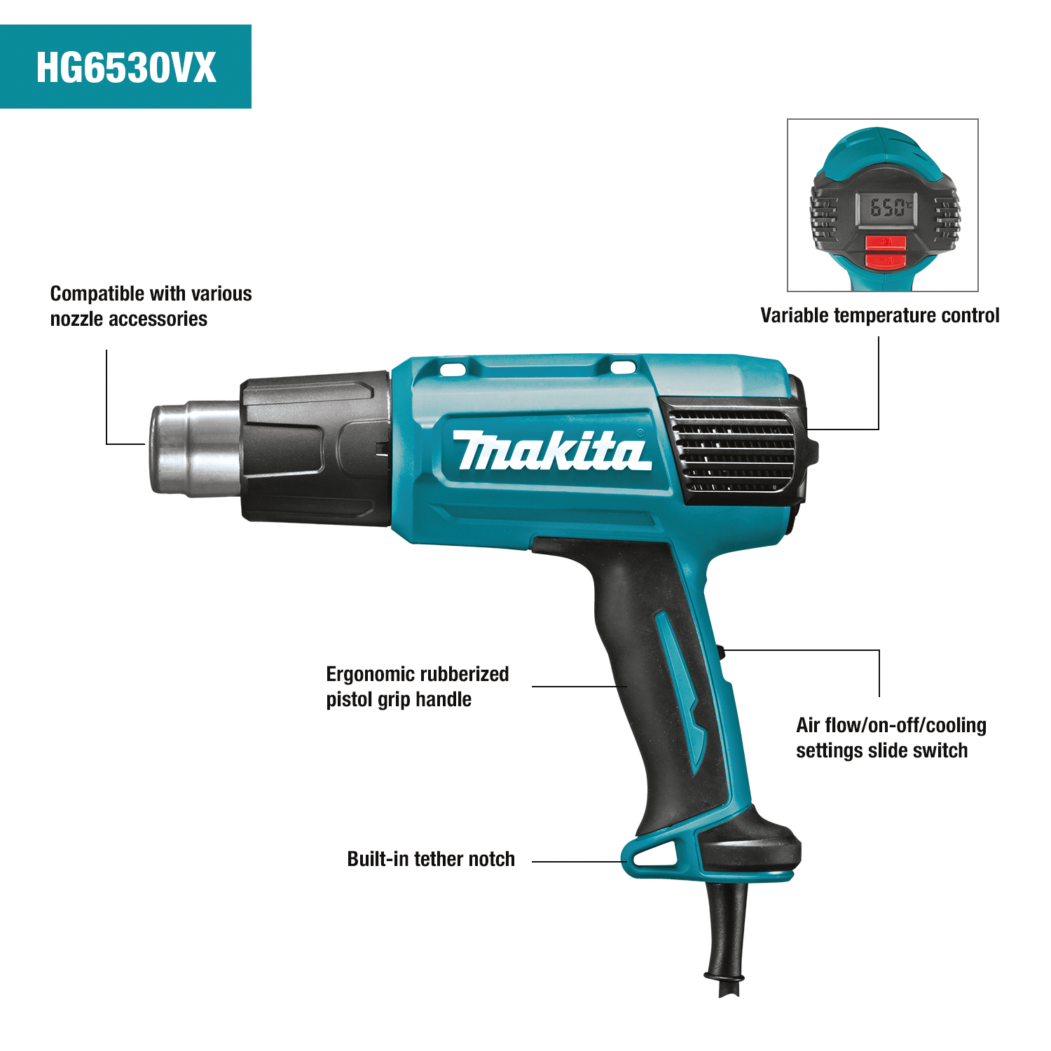 Makita HG6530VK Variable Temp Heat Gun Kit - Ace Tool Group - Makita