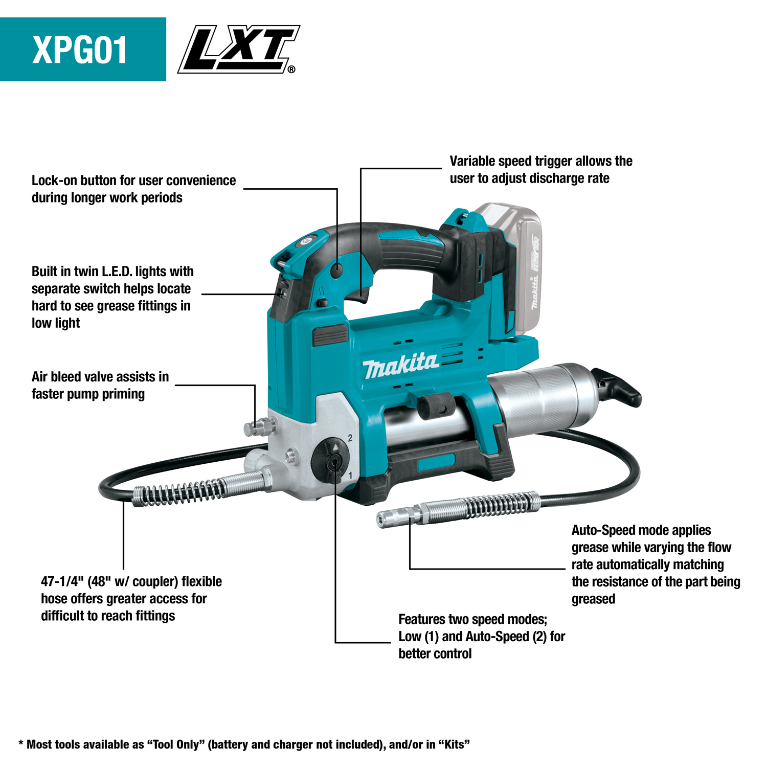 Makita XPG01S1 18V LXT Cordless Grease Gun Kit - Ace Tool Group - Makita