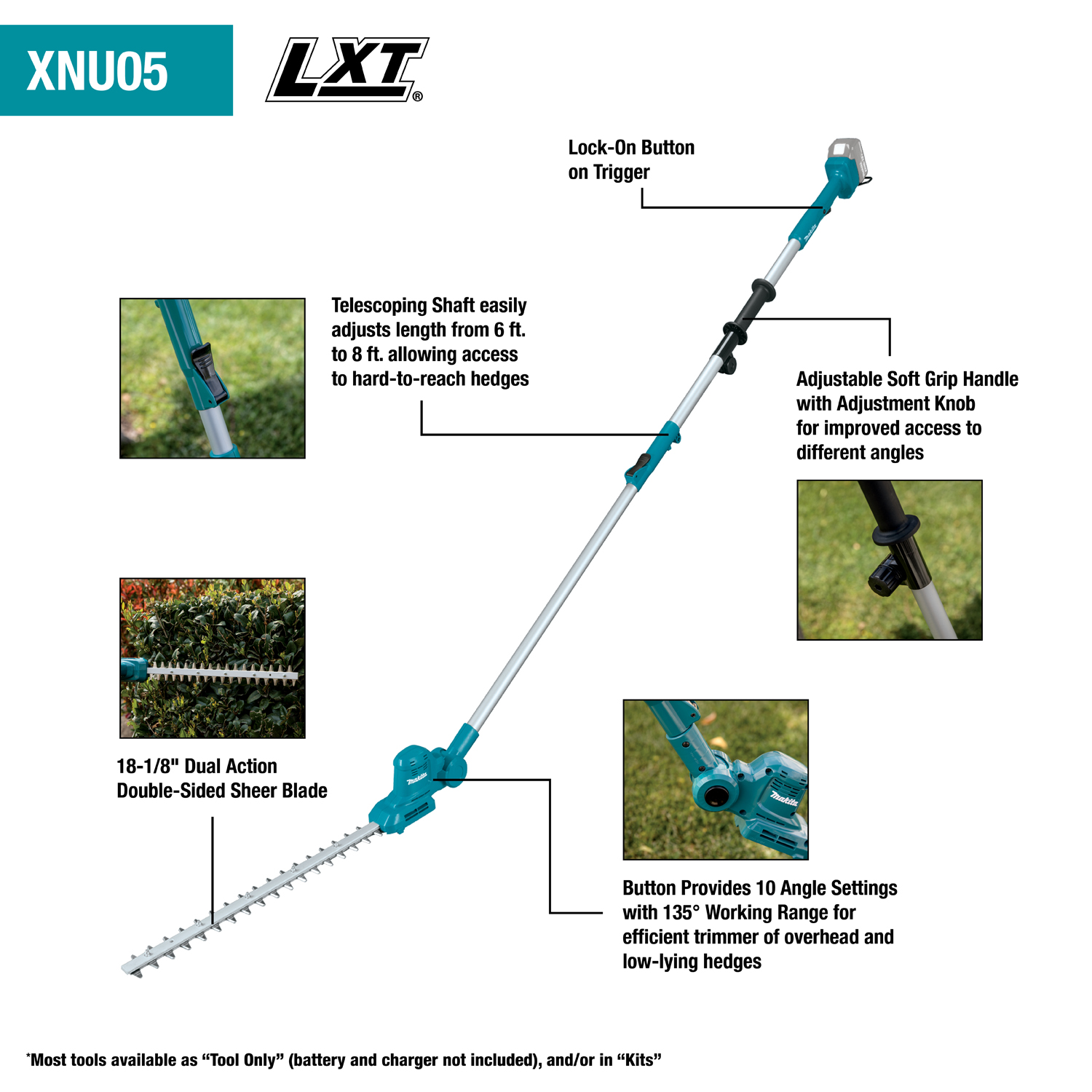 Makita XNU05Z 18V 18 in. Telescoping Hedge Trimmer - Ace Tool Group - Makita