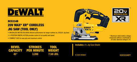 Dewalt DCS334B 20V Max Xr Cordless Jig Saw - Ace Tool Group - DeWalt