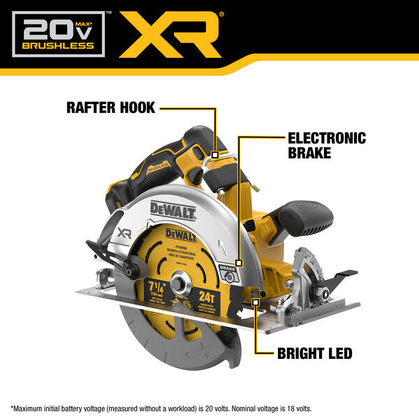 DEWALT DCS590B 20V MAX* XR Brushless Cordless 7-1/4 in. Circular Saw (Tool Only) - Ace Tool Group - DeWalt